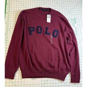 Polo Ralph Lauren Sweater Mens X-Large Burgundy Pullover Spellout Polo NWT